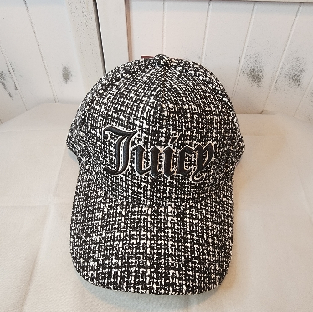 Juicy Couture Black Tweed Logo Cap